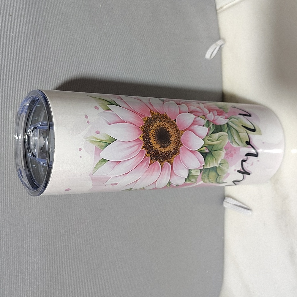 Floral 20oz Tumbler with Pink Sunflower Design
